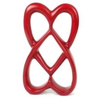Handcrafted 8-inch Soapstone Connected Hearts Sculpture in Red - Smolart 640746011092  223034066289